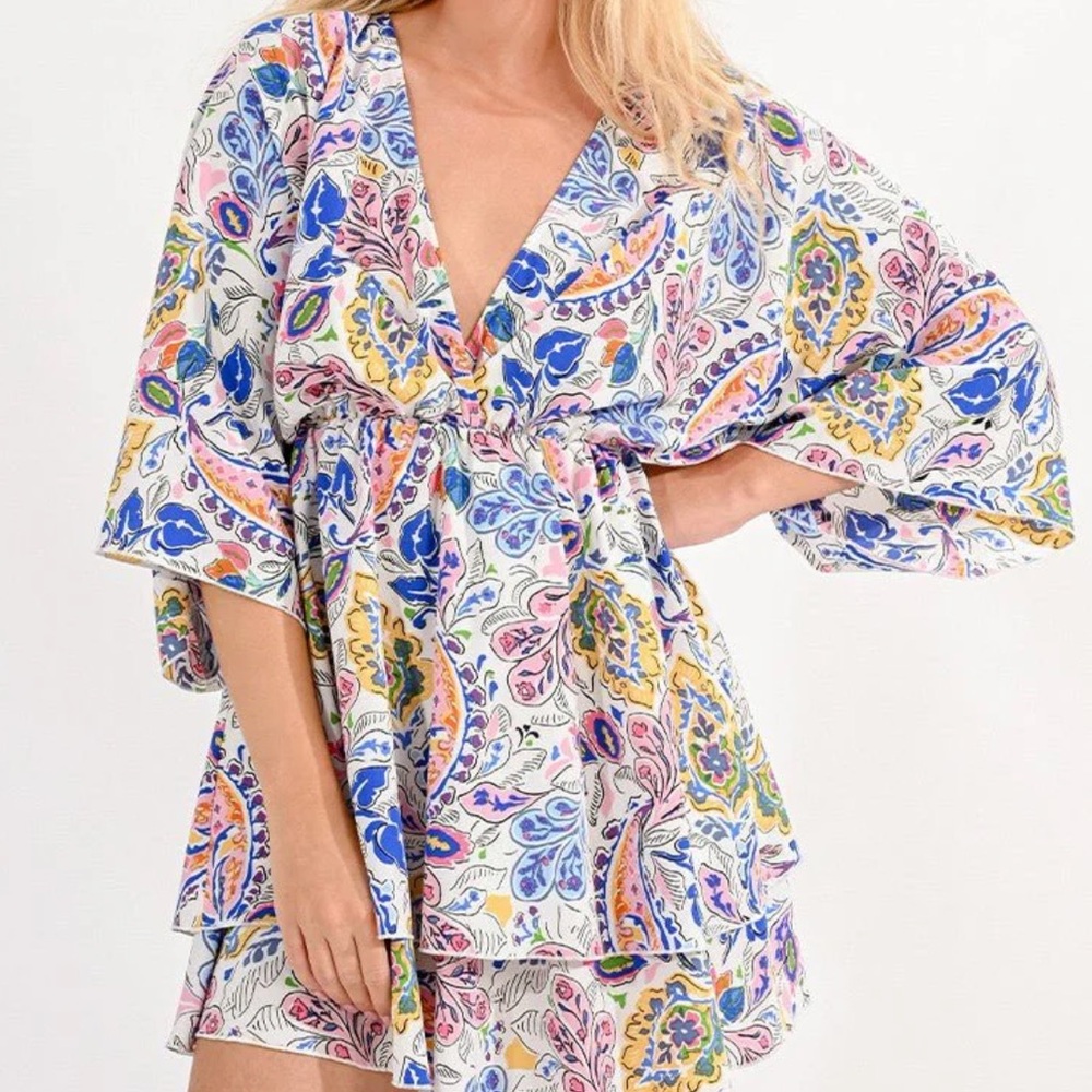 Molly Bracken Loose Fitting Paisley Mini Dress